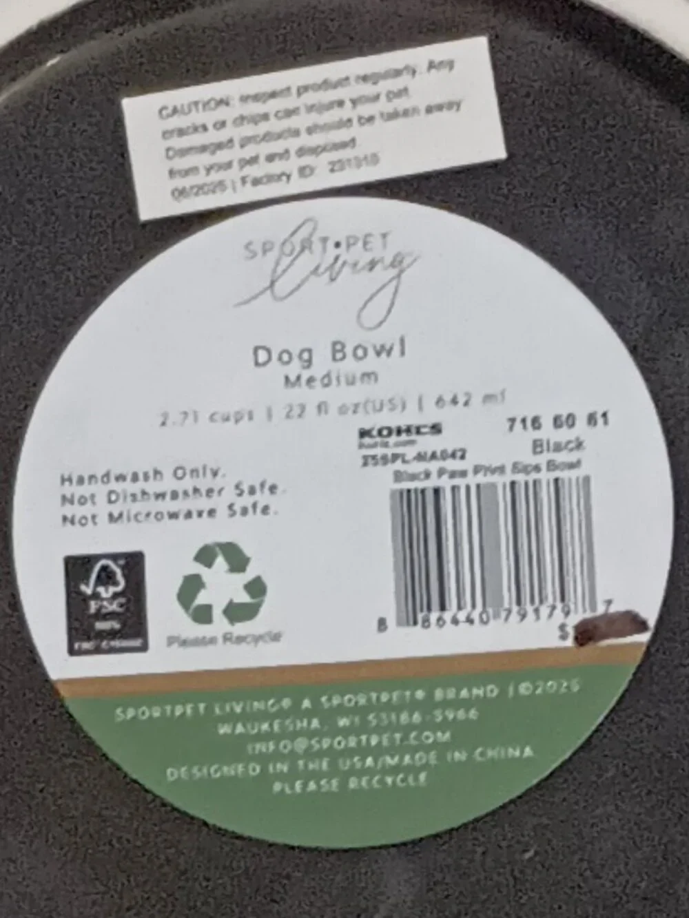 NWT ~ SportPet's Black Colored Paw Prints 
